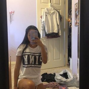 Sequined Victoria secret pink cotton t shirt